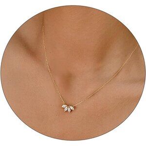 🆕Women  Gold 14k Gold Plated CZ Love Heart Star Leaf Pendant Necklace